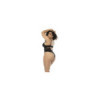 Bodystring Bibi grande taille en wetlook noir avec armatures, bretelles réglables 